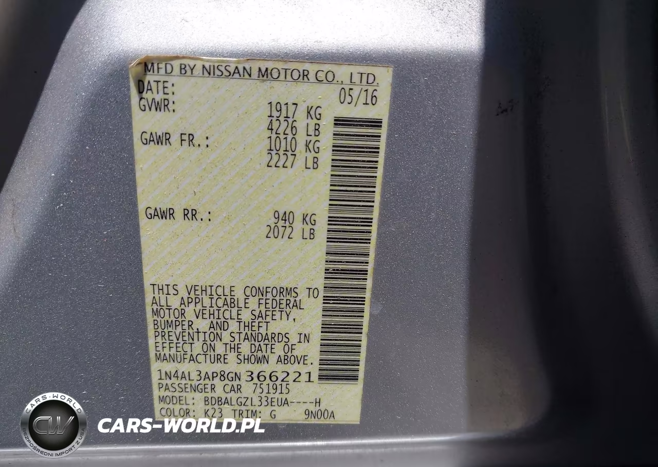 2016 Nissan Altima 2.5 S VIN:1N4AL3AP8GN366221 - 9