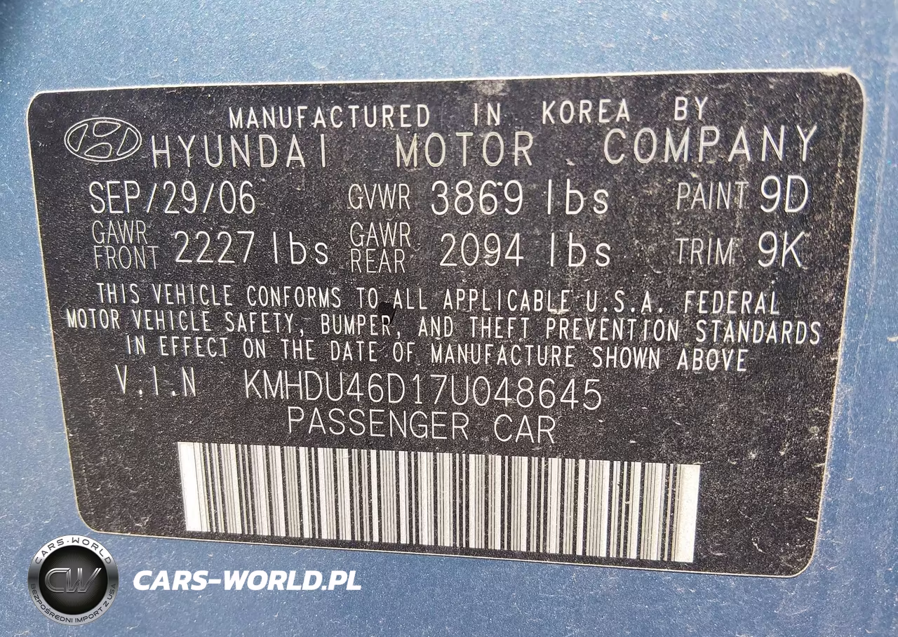 2007 Hyundai Elantra Gls-Limited-Se VIN:KMHDU46D17U048645 - 9