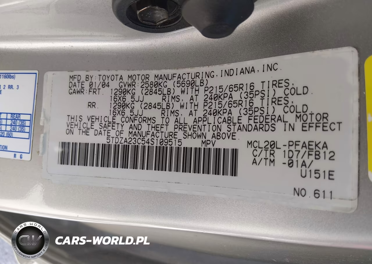 2004 Toyota Sienna Le VIN:5TDZA23C54S109515 - 9
