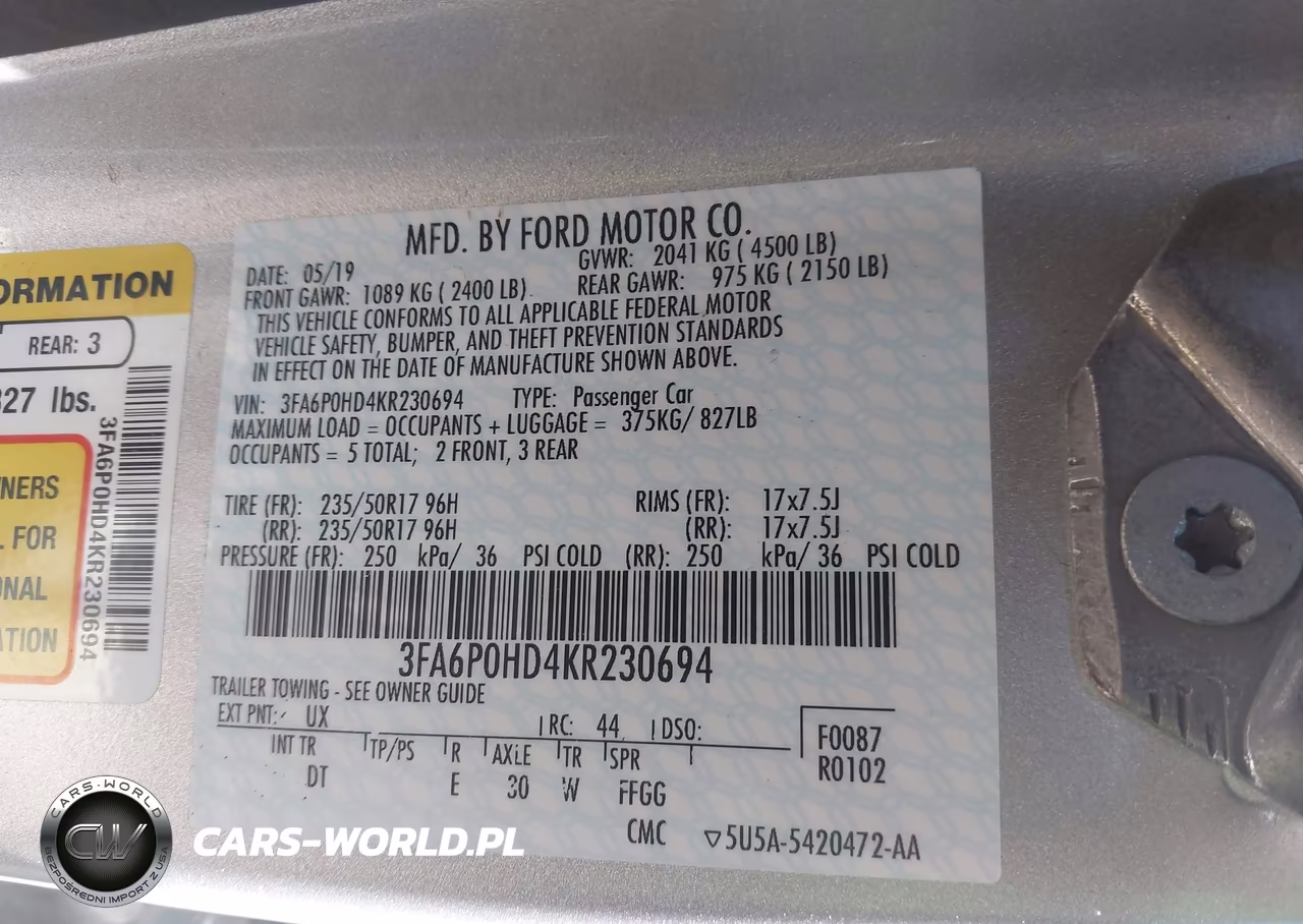 2019 Ford Fusion Se VIN:3FA6P0HD4KR230694 - 9
