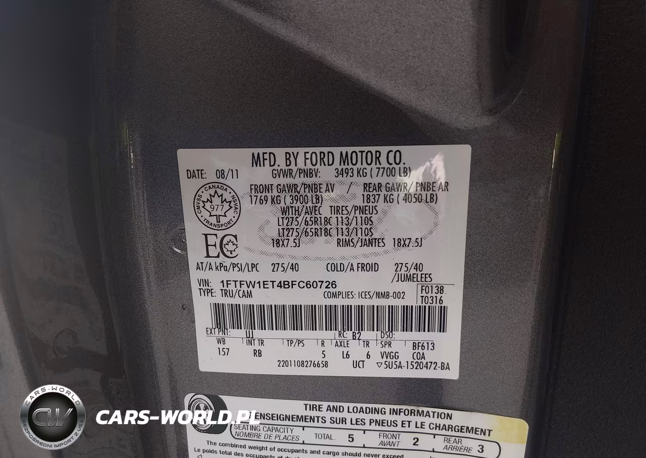 2011 Ford F-150 Fx4 VIN:1FTFW1ET4BFC60726 - 9