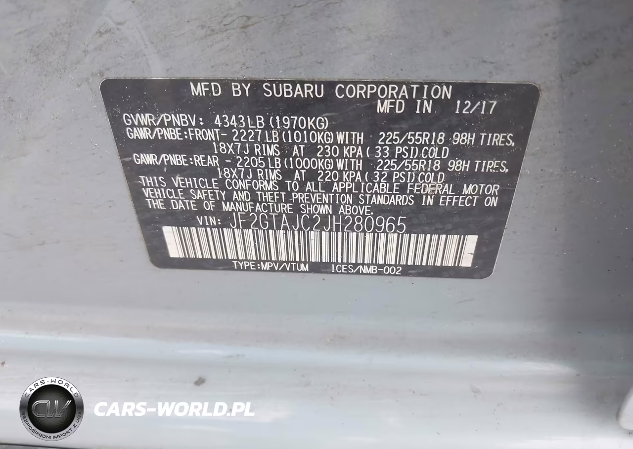 2018 Subaru Crosstrek 2.0I Limited VIN:JF2GTAJC2JH280965 - 9