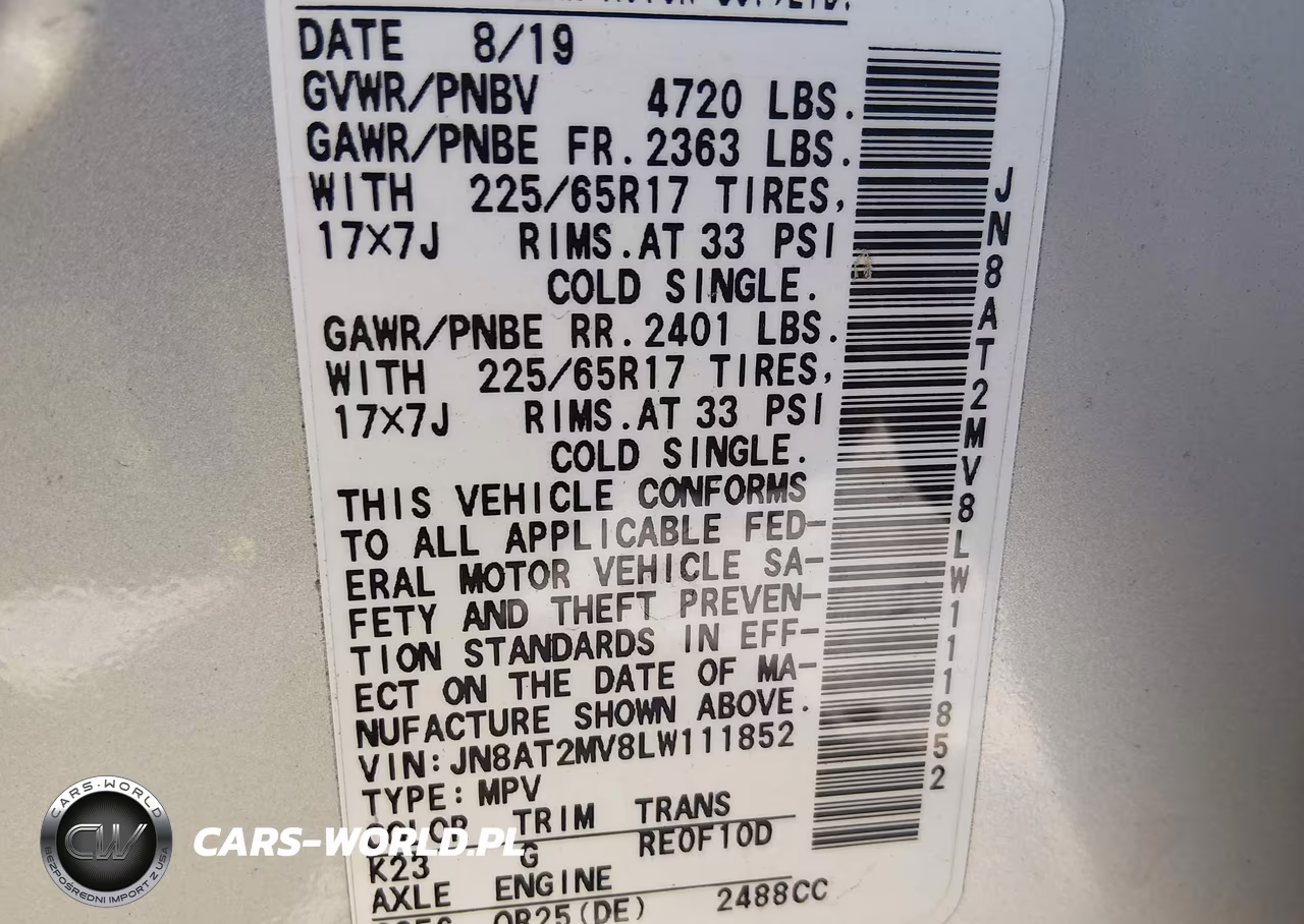 2020 Nissan Rogue Sv Intelligent Awd VIN:JN8AT2MV8LW111852 - 9