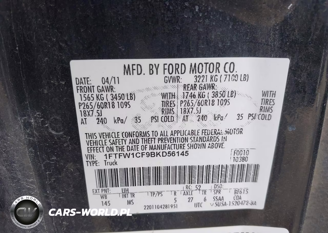 2011 Ford F-150 Xlt VIN:1FTFW1CF9BKD56145 - 9