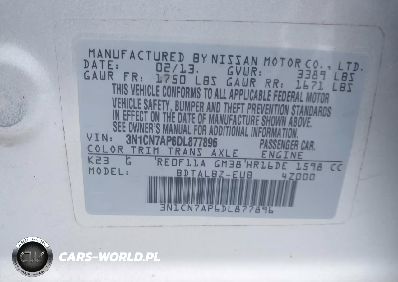 2013 Nissan Versa 1.6 Sv VIN:3N1CN7AP6DL877896 - 9