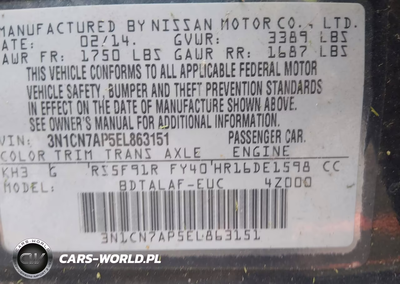 2014 Nissan Versa 1.6 S VIN:3N1CN7AP5EL863151 - 9