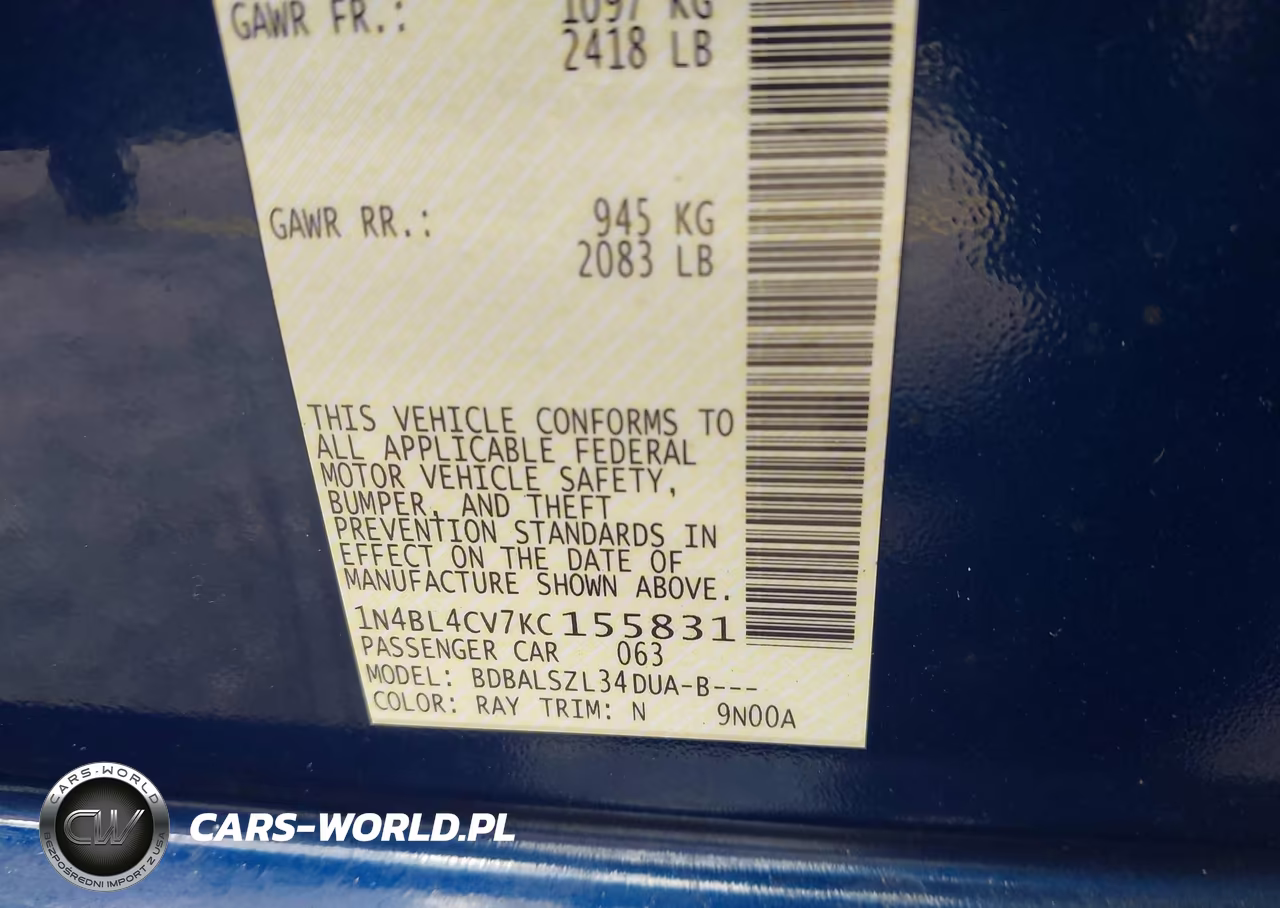 2019 Nissan Altima 2.5 Sr VIN:1N4BL4CV7KC155831 - 9
