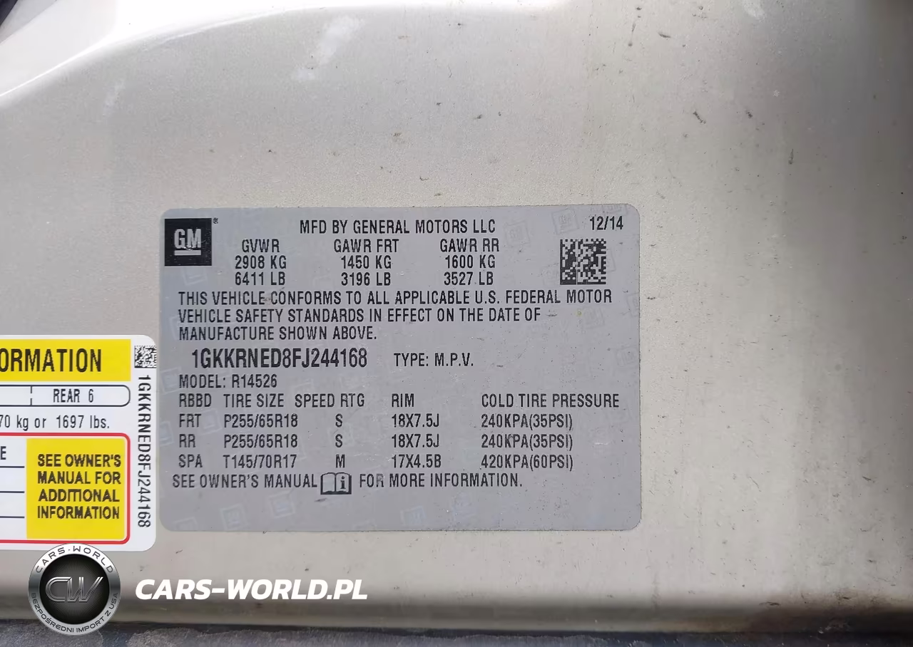 2015 GMC Acadia Sle-1 VIN:1GKKRNED8FJ244168 - 9