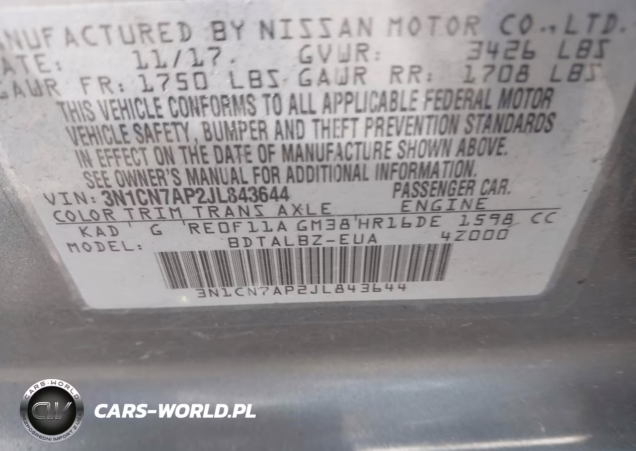 2018 Nissan Versa 1.6 Sv VIN:3N1CN7AP2JL843644 - 9