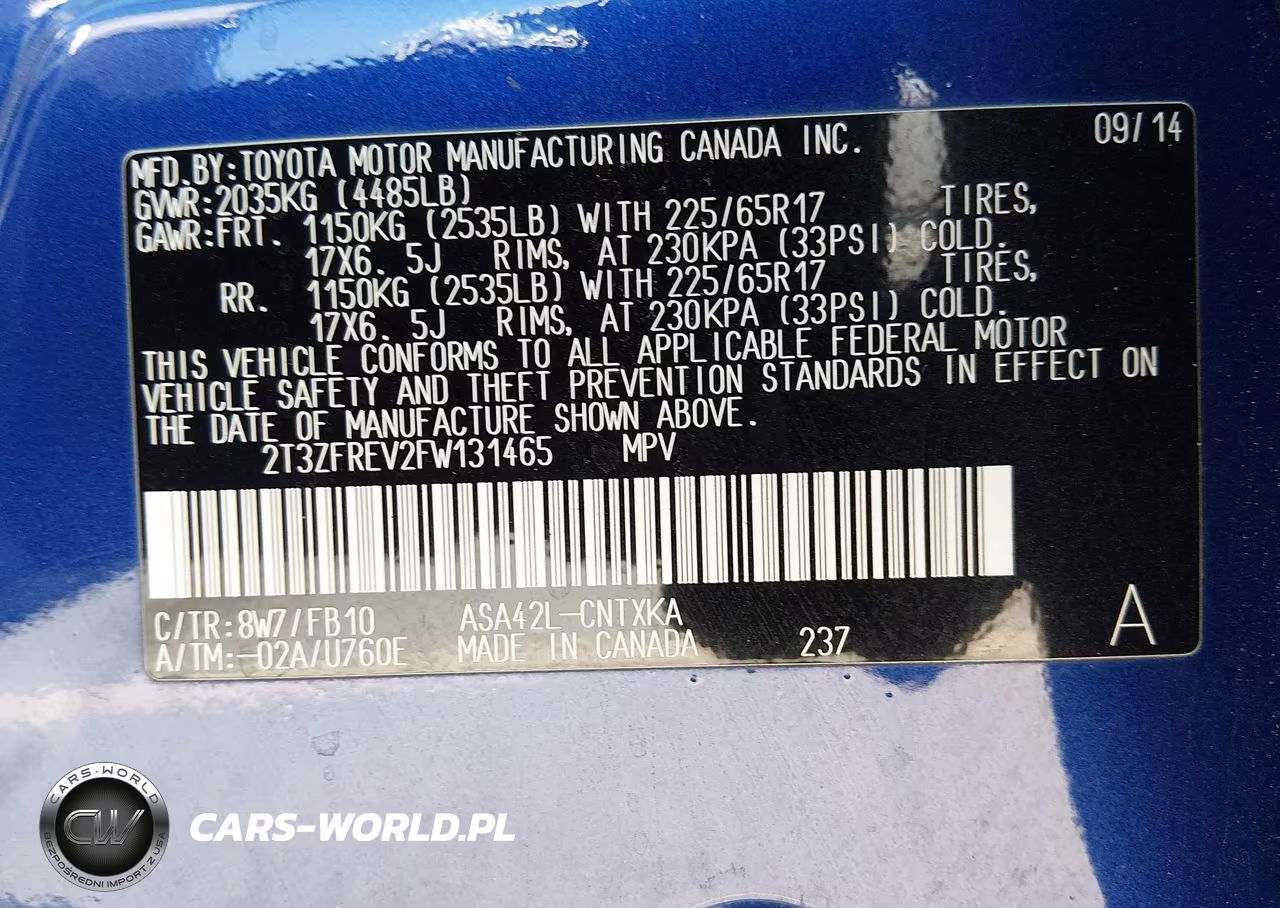 2015 Toyota Rav4 Le VIN:2T3ZFREV2FW131465 - 9