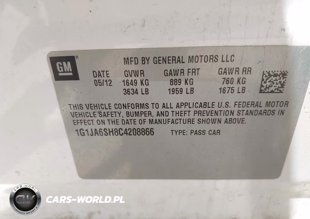 2012 Chevrolet Sonic 2Ls VIN:1G1JA6SH8C4208866 - 9