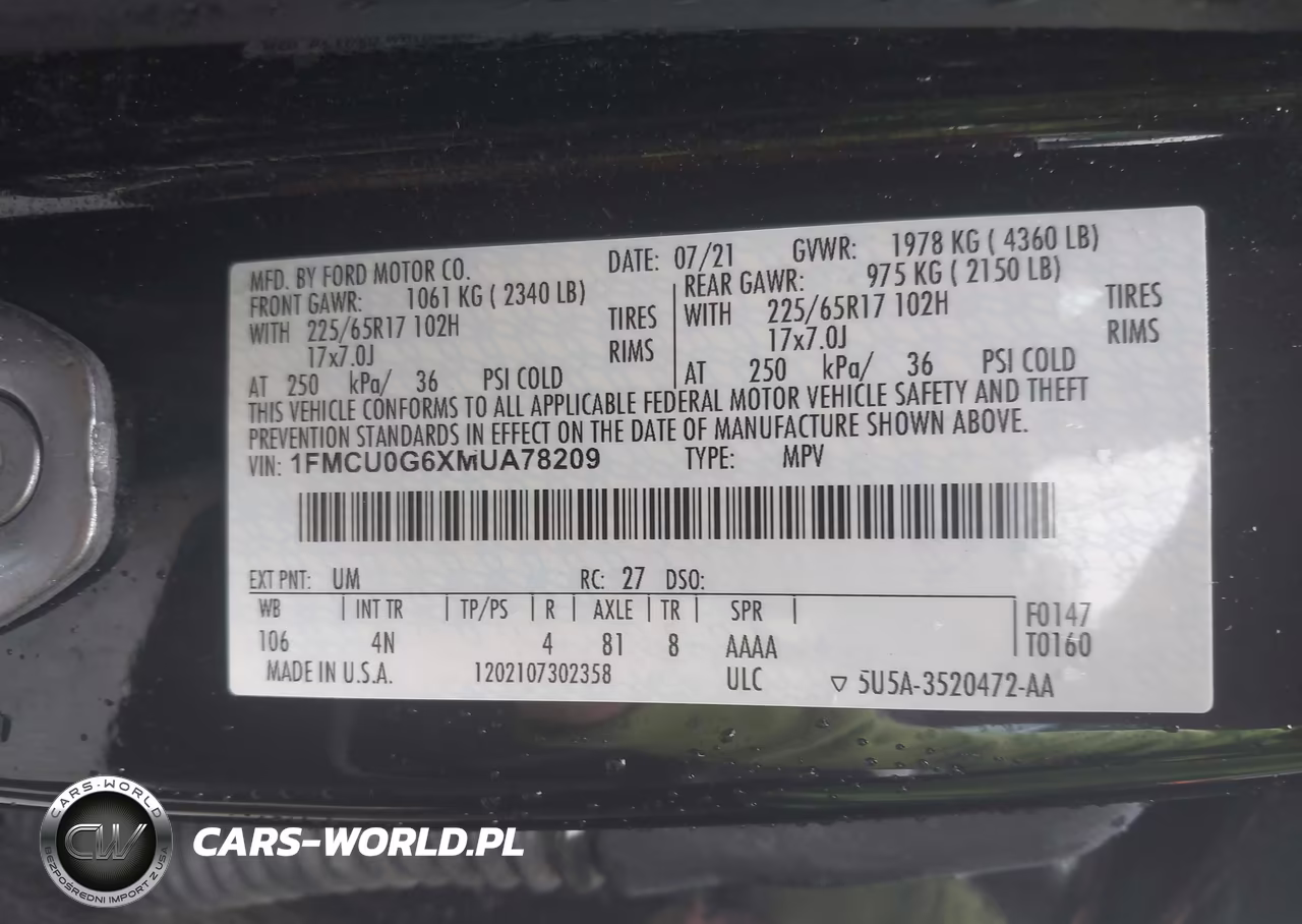 2021 Ford Escape Se VIN:1FMCU0G6XMUA78209 - 9