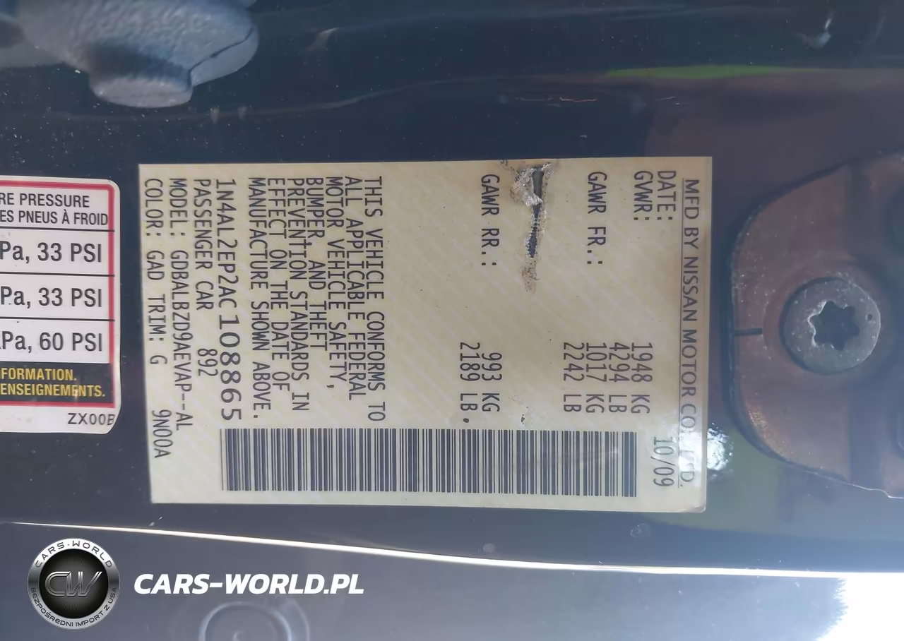 2010 Nissan Altima 2.5 S VIN:1N4AL2EP2AC108865 - 9