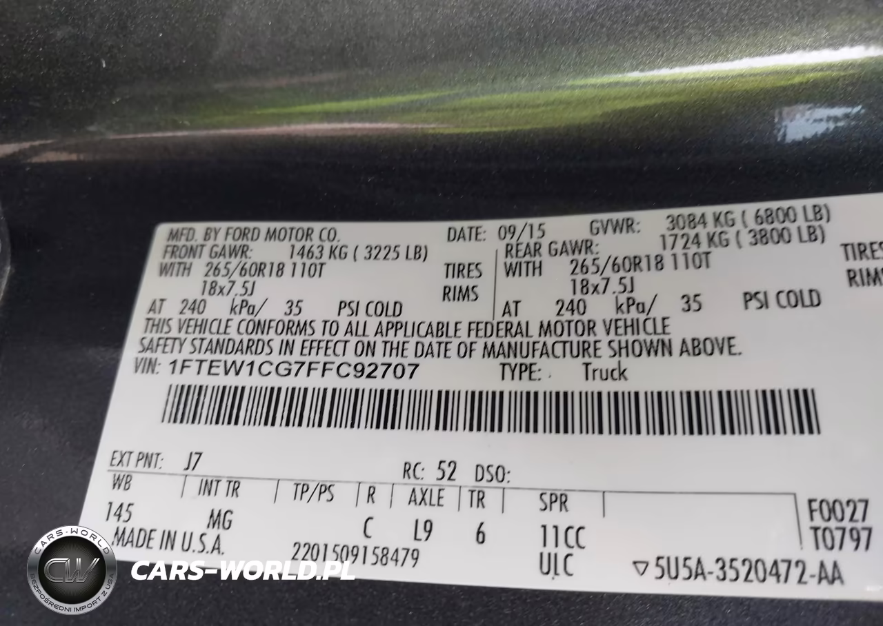 2015 Ford F-150 Xlt VIN:1FTEW1CG7FFC92707 - 9