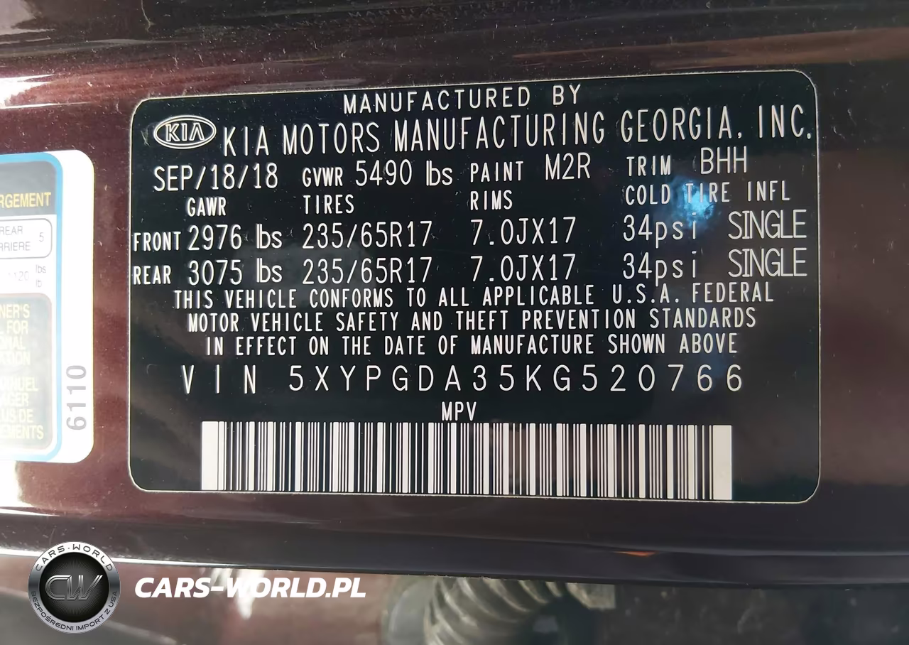 2019 Kia Sorento 2.4L Lx VIN:5XYPGDA35KG520766 - 9