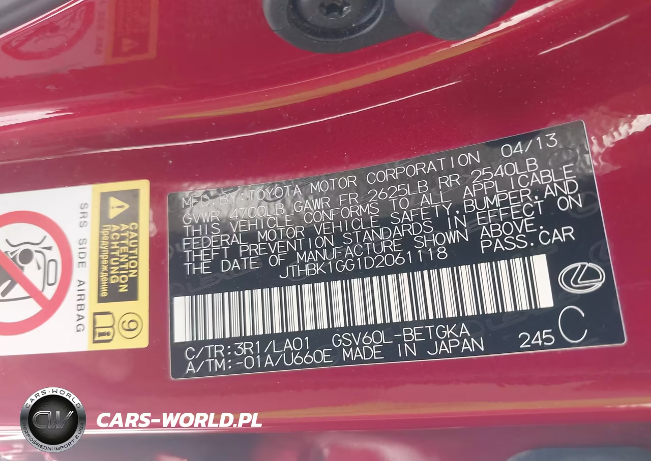 2013 Lexus Es 350 VIN:JTHBK1GG1D2061118 - 9