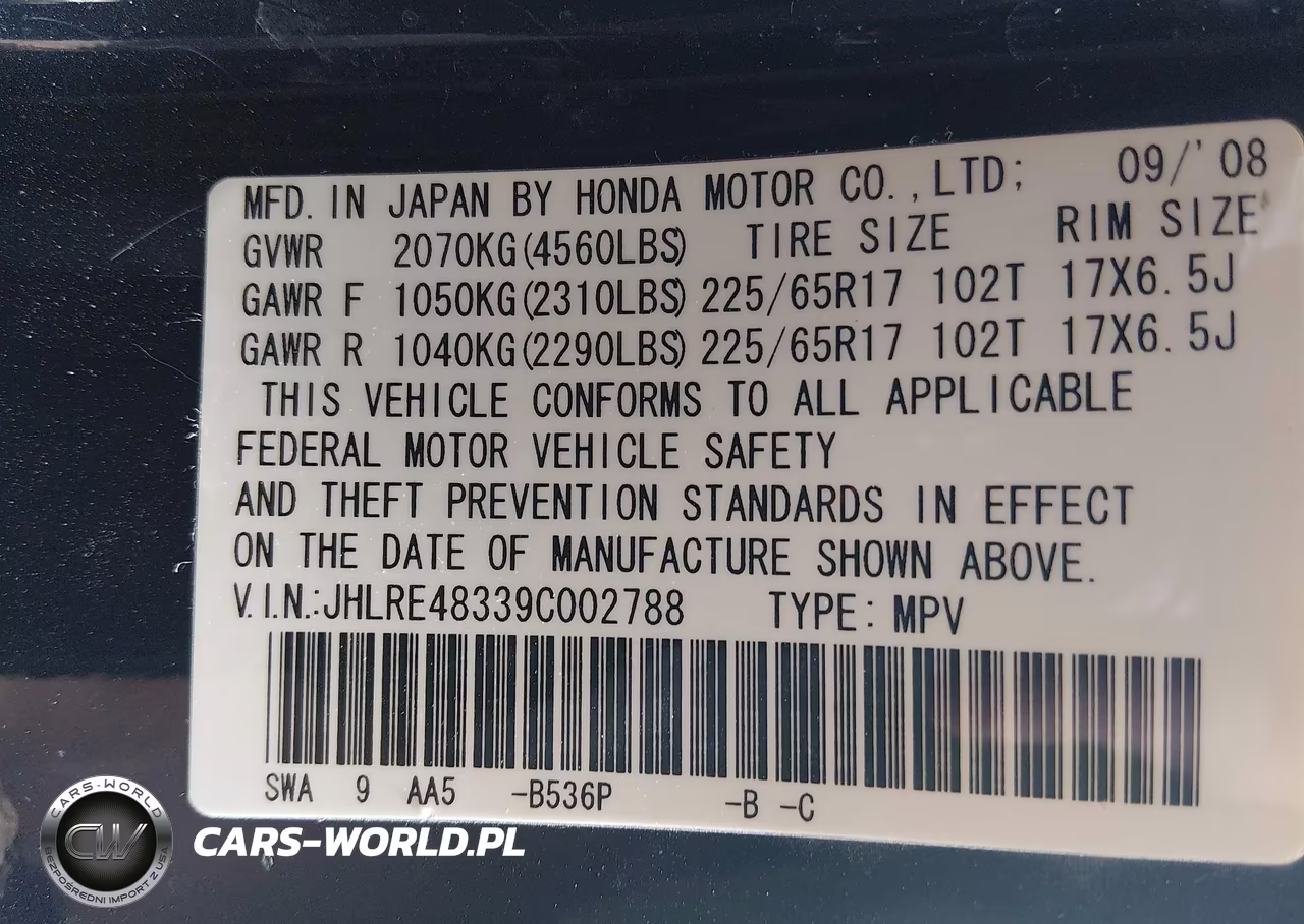 2009 Honda Cr-V Lx VIN:JHLRE48339C002788 - 9