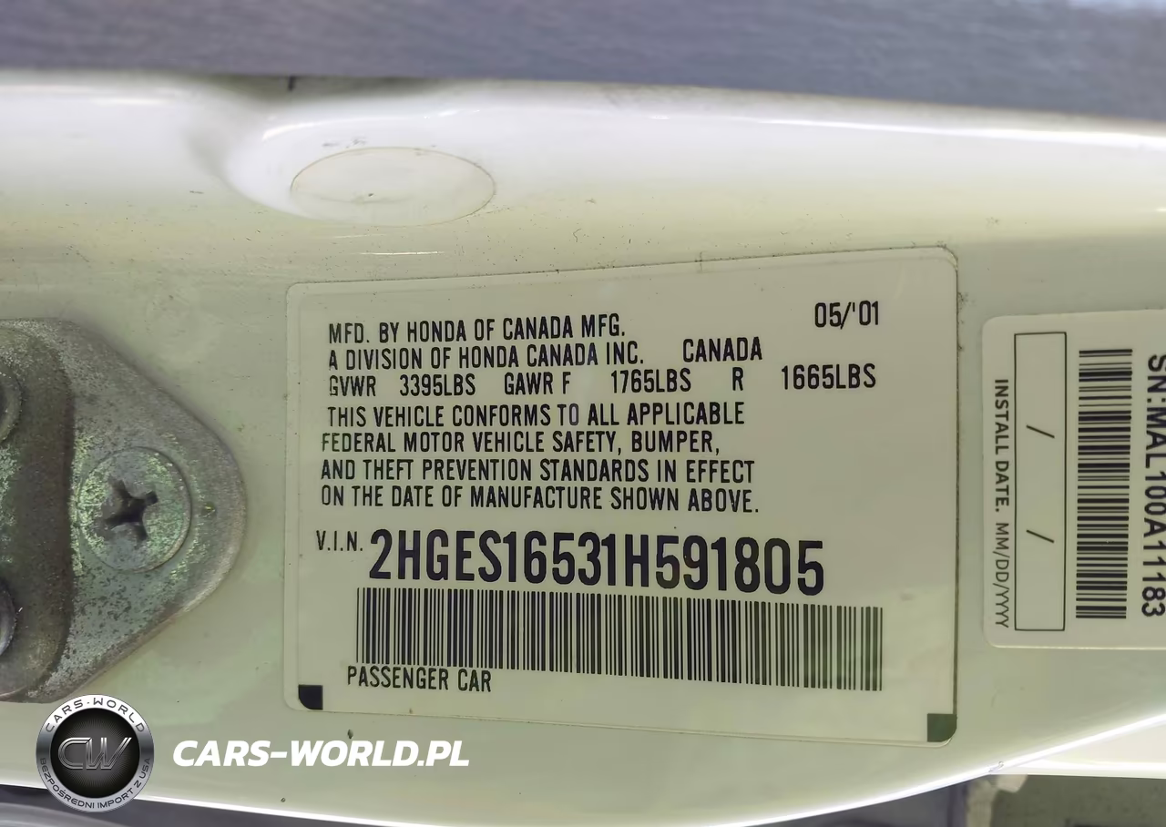 2001 Honda Civic Lx VIN:2HGES16531H591805 - 9