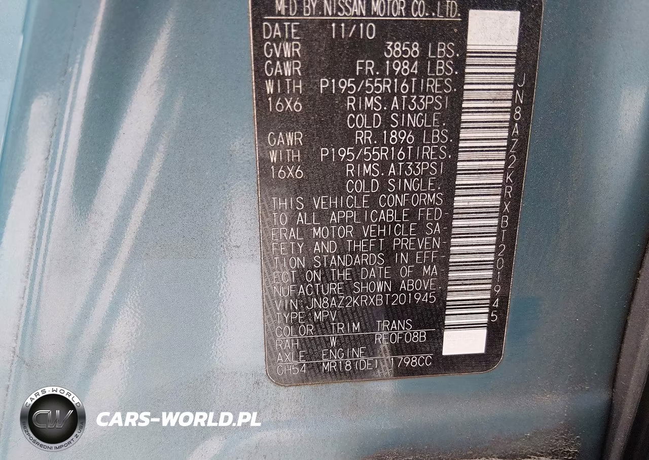 2011 Nissan Cube 1.8Sl VIN:JN8AZ2KRXBT201945 - 9