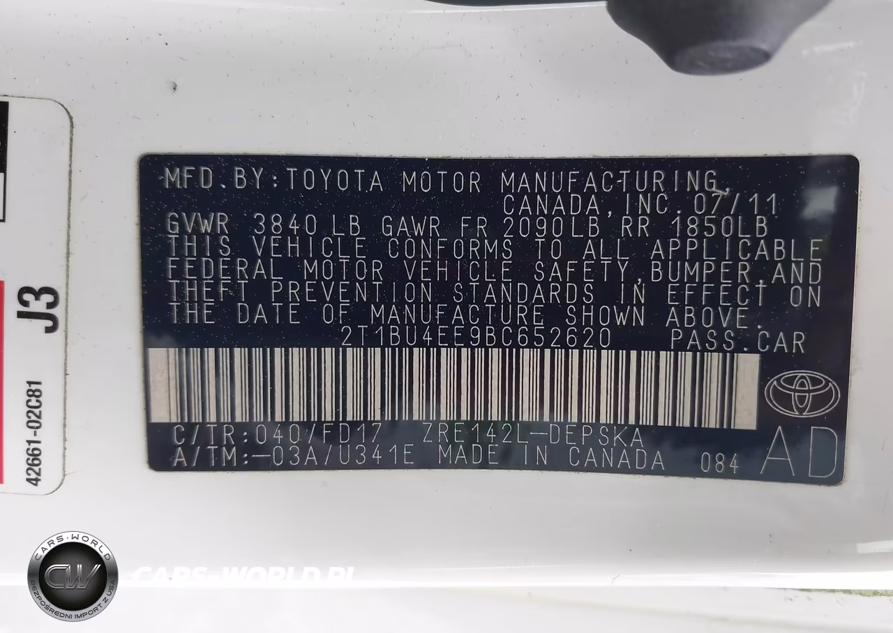2011 Toyota Corolla S VIN:2T1BU4EE9BC652620 - 9
