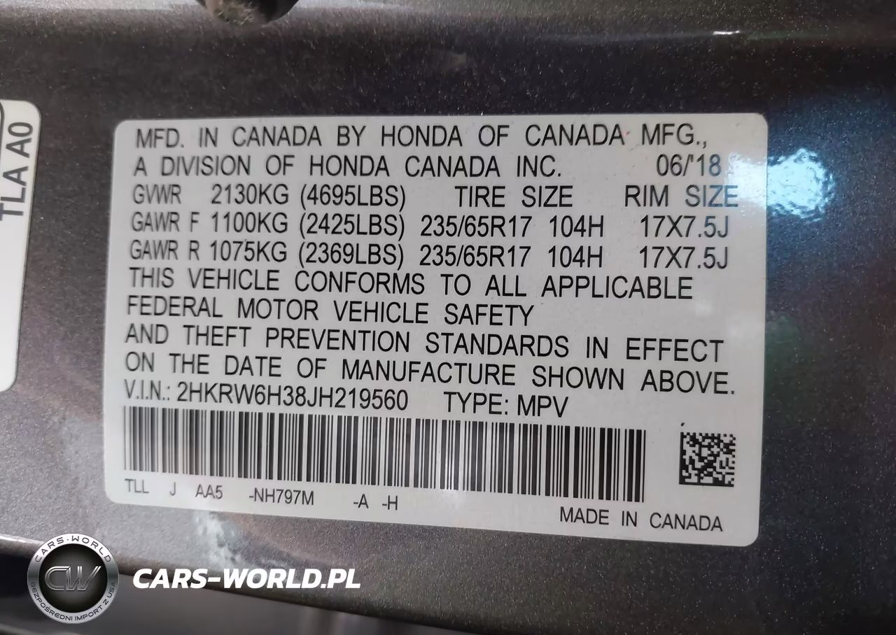 2018 Honda Cr-V Lx VIN:2HKRW6H38JH219560 - 9