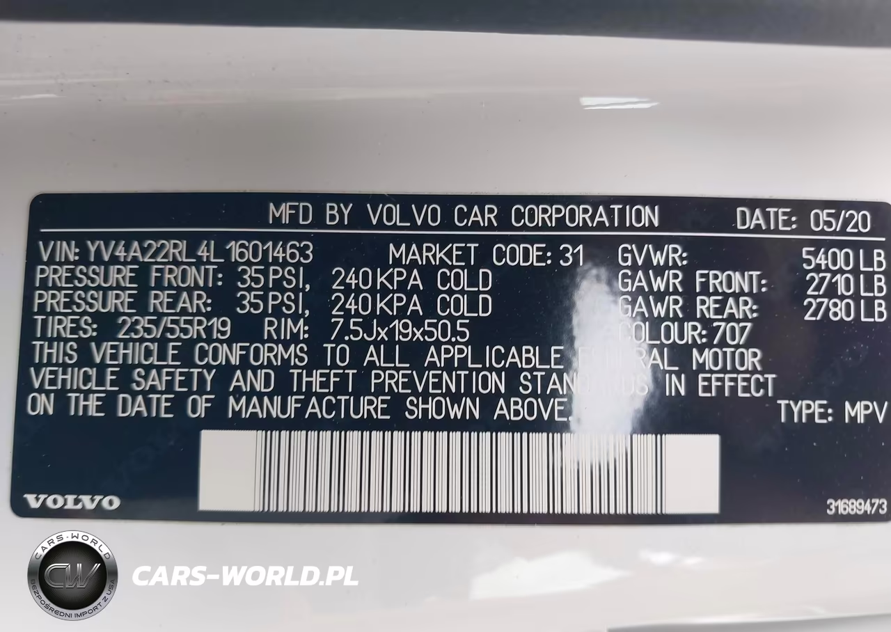 2020 Volvo Xc60 T6 Inscription VIN:YV4A22RL4L1601463 - 9