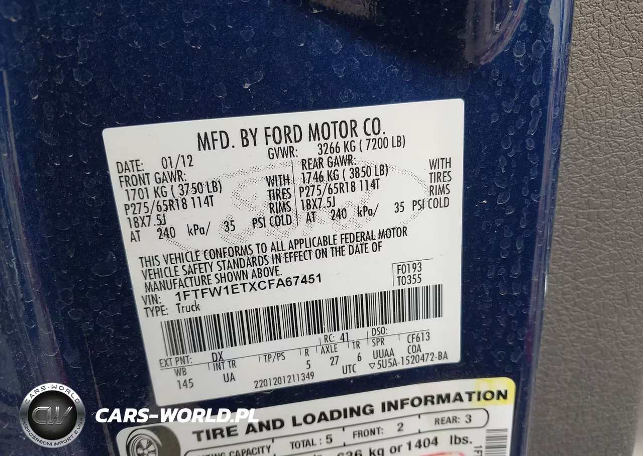 2012 Ford F-150 Xlt VIN:1FTFW1ETXCFA67451 - 9