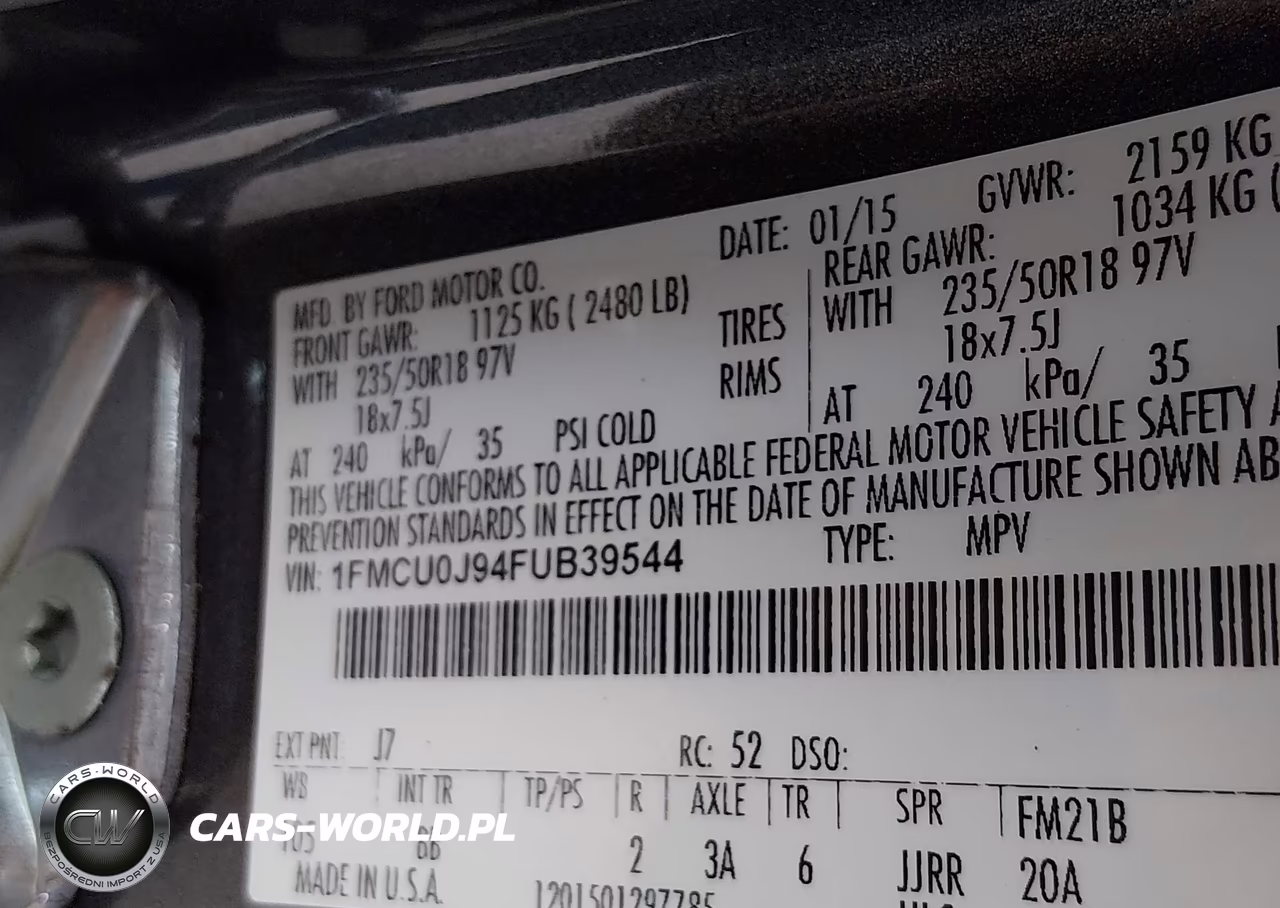 2015 Ford Escape Titanium VIN:1FMCU0J94FUB39544 - 9
