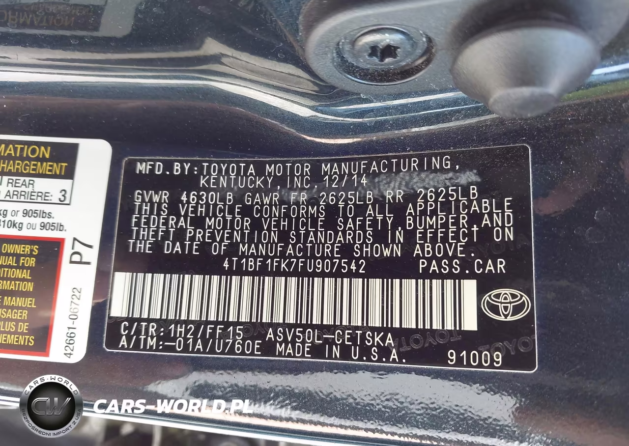 2015 Toyota Camry Se VIN:4T1BF1FK7FU907542 - 9