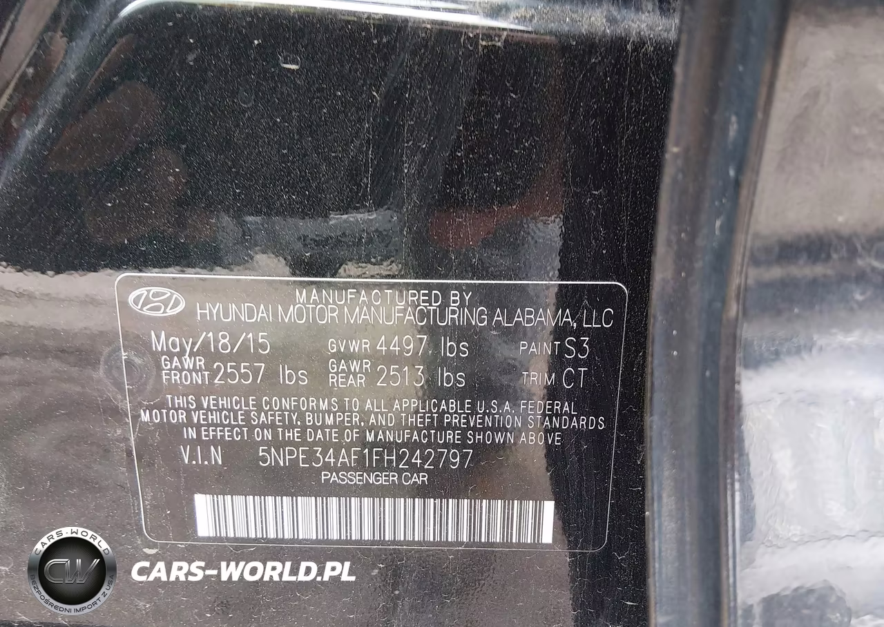 2015 Hyundai Sonata Sport VIN:5NPE34AF1FH242797 - 9