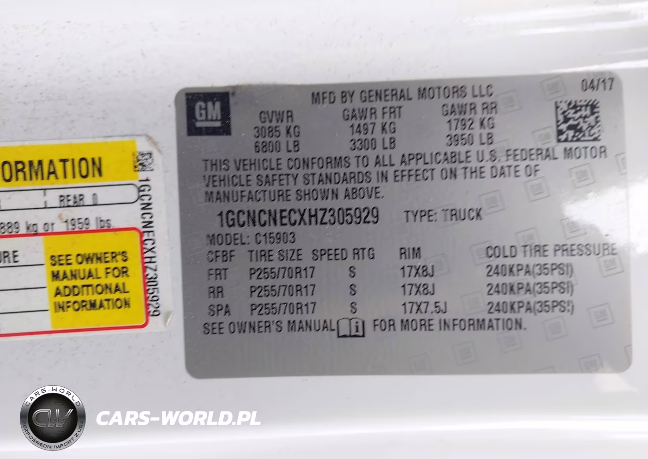2017 Chevrolet Silverado 1500 Wt VIN:1GCNCNECXHZ305929 - 9