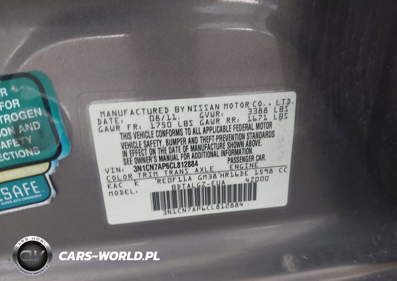 2012 Nissan Versa 1.6 Sl VIN:3N1CN7AP6CL812884 - 9