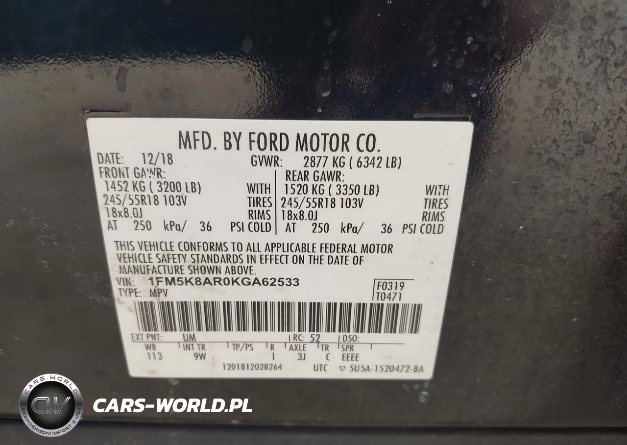 2019 Ford Police Interceptor Utility VIN:1FM5K8AR0KGA62533 - 9