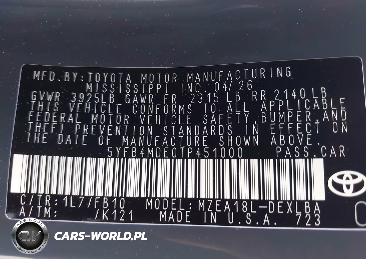 2026 Toyota Corolla Le VIN:5YFB4MDE0TP451000 - 9