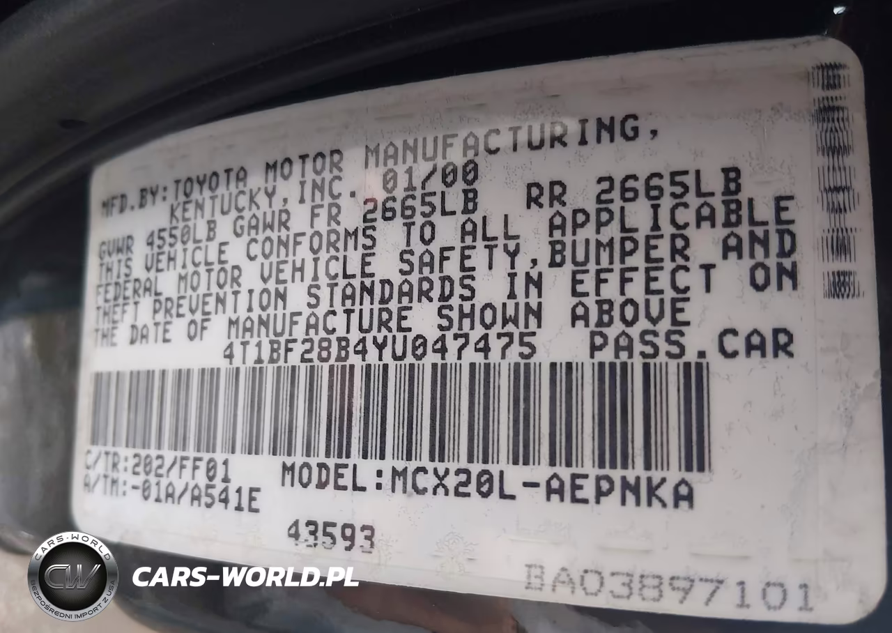 2000 Toyota Avalon Xl VIN:4T1BF28B4YU047475 - 9