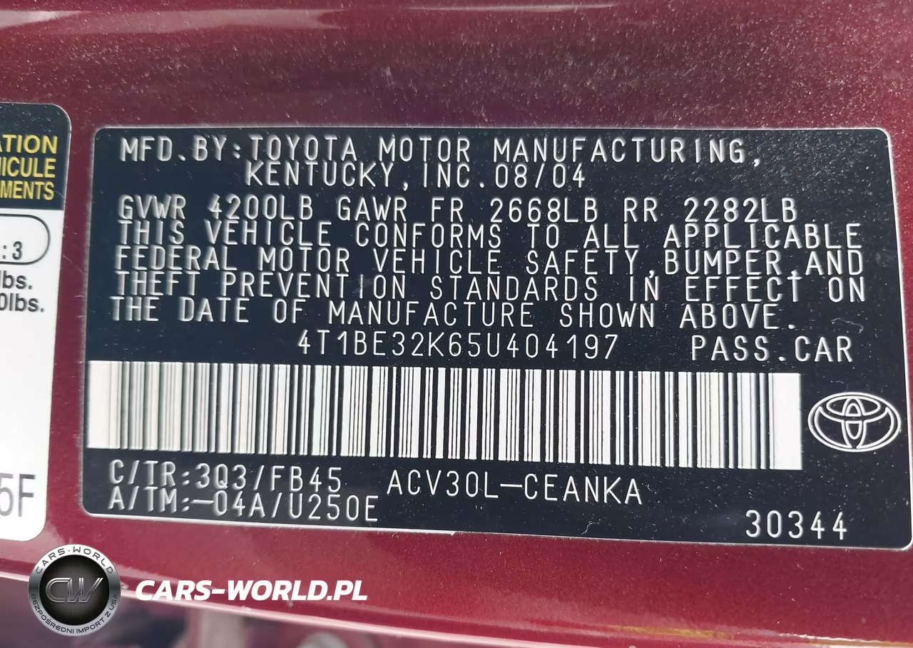 2005 Toyota Camry Le VIN:4T1BE32K65U404197 - 9