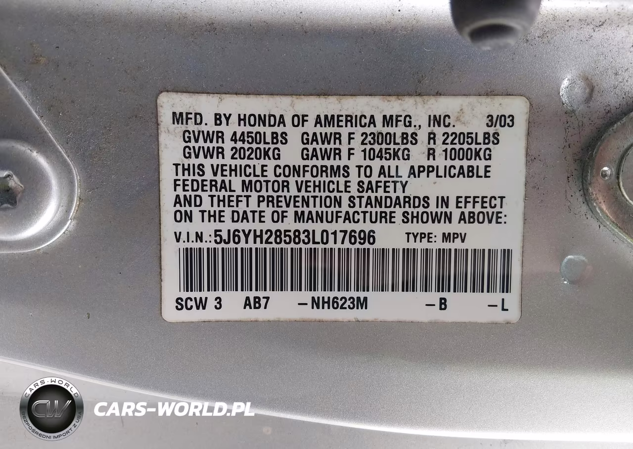 2003 Honda Element Ex VIN:5J6YH28583L017696 - 9