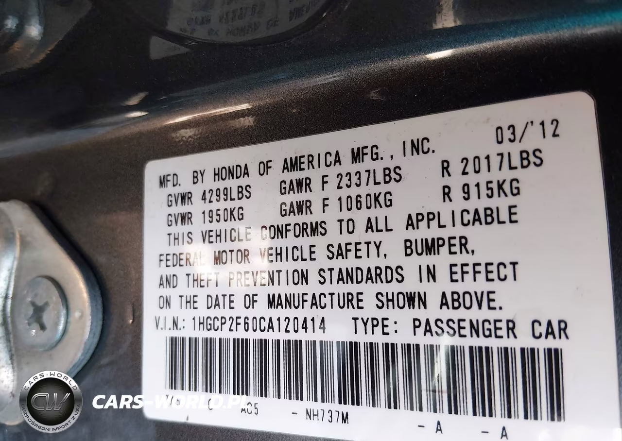 2012 Honda Accord 2.4 Se VIN:1HGCP2F60CA120414 - 9