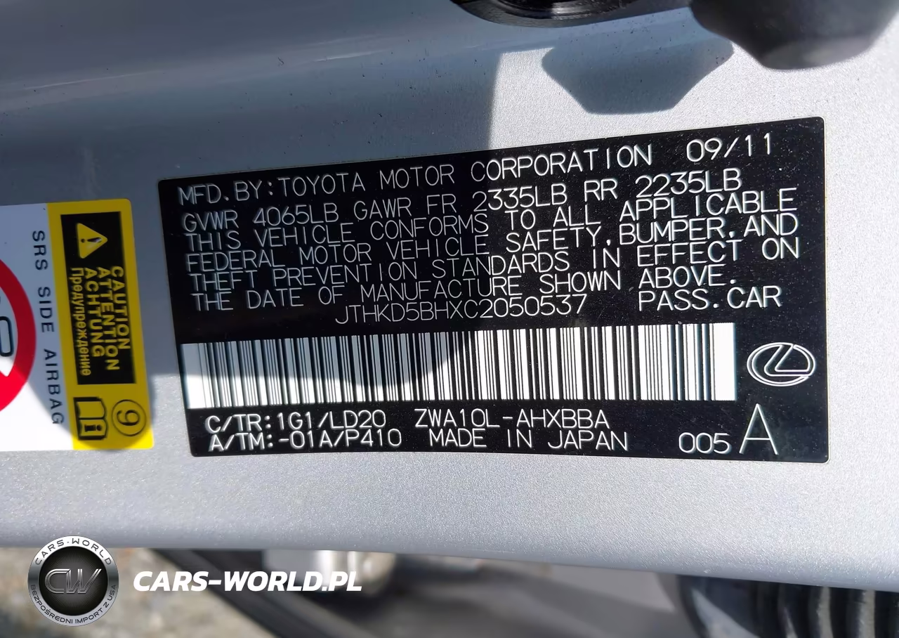 2012 Lexus Ct 200 VIN:JTHKD5BHXC2050537 - 9