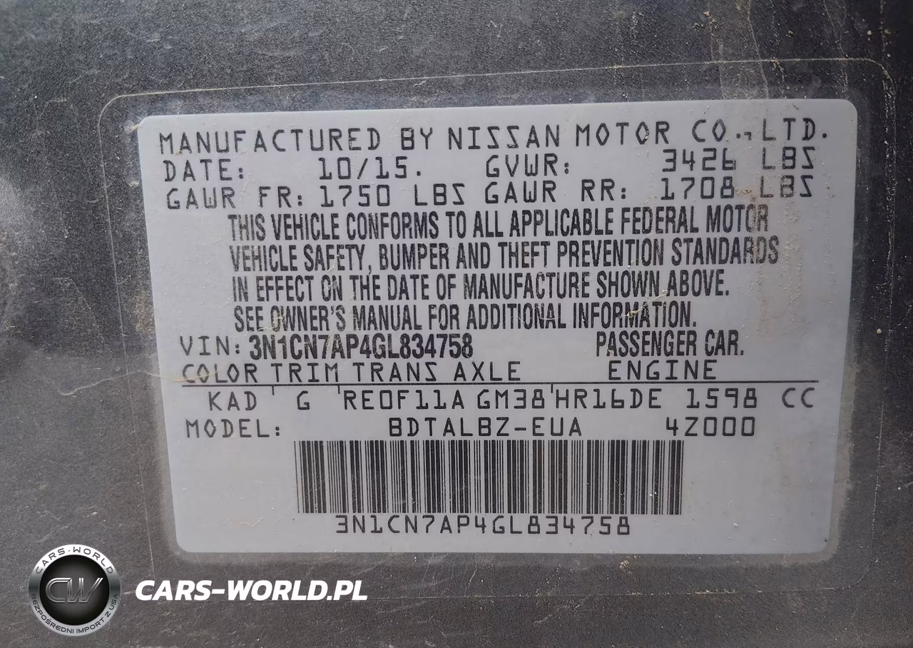 2016 Nissan Versa 1.6 Sv VIN:3N1CN7AP4GL834758 - 9