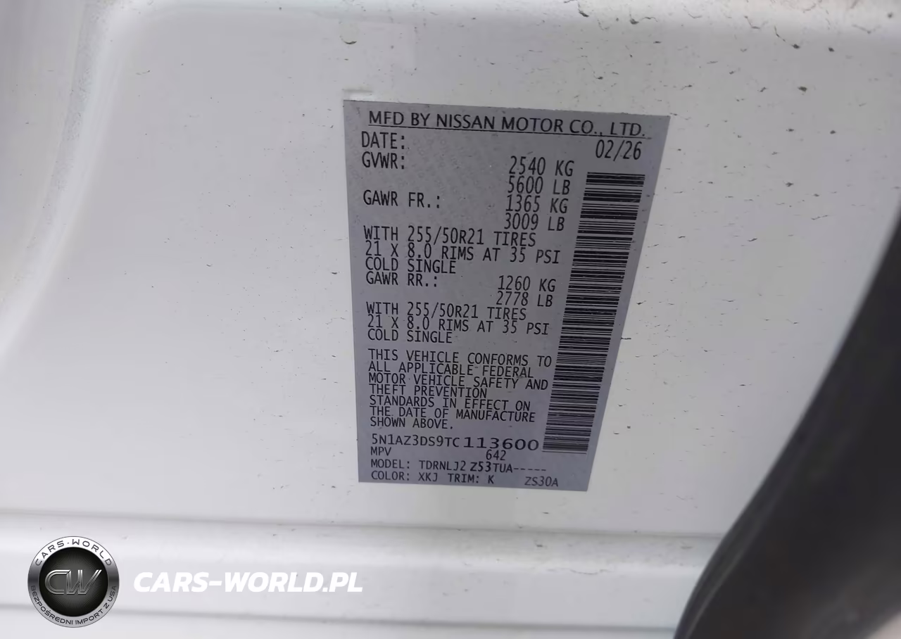 2026 Nissan Murano Platinum VIN:5N1AZ3DS9TC113600 - 9