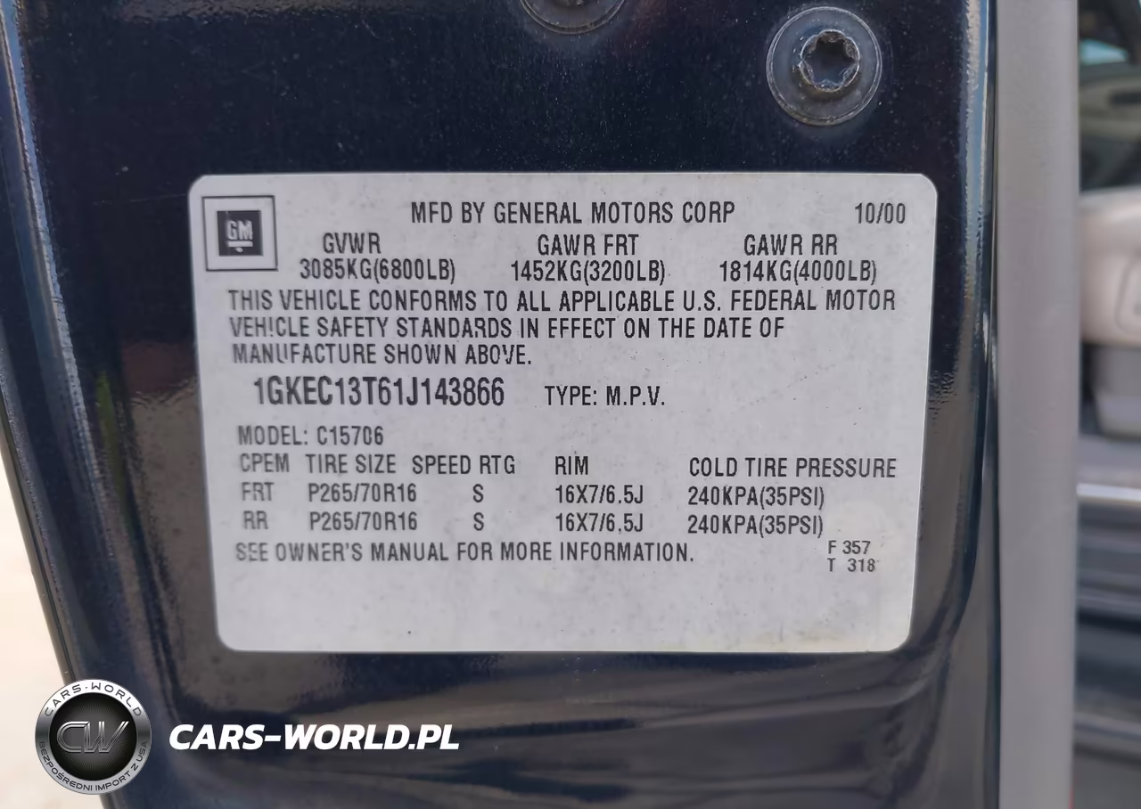 2001 GMC Yukon Slt VIN:1GKEC13T61J143866 - 9