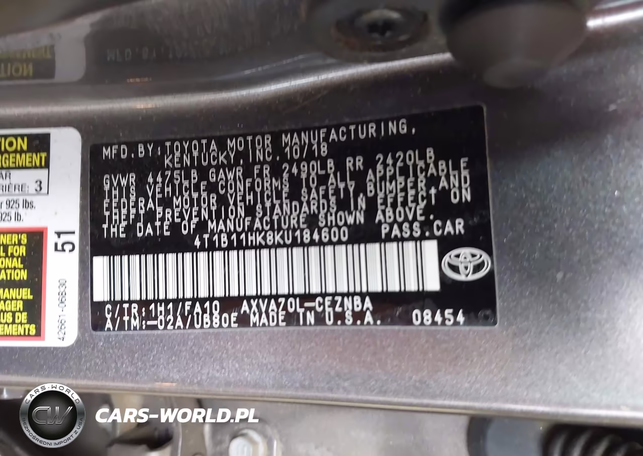 2019 Toyota Camry Le VIN:4T1B11HK8KU184600 - 9