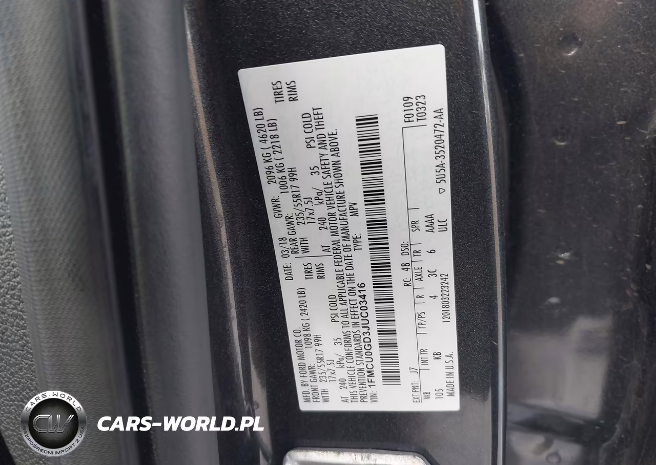 2018 Ford Escape Se VIN:1FMCU0GD3JUC03416 - 9