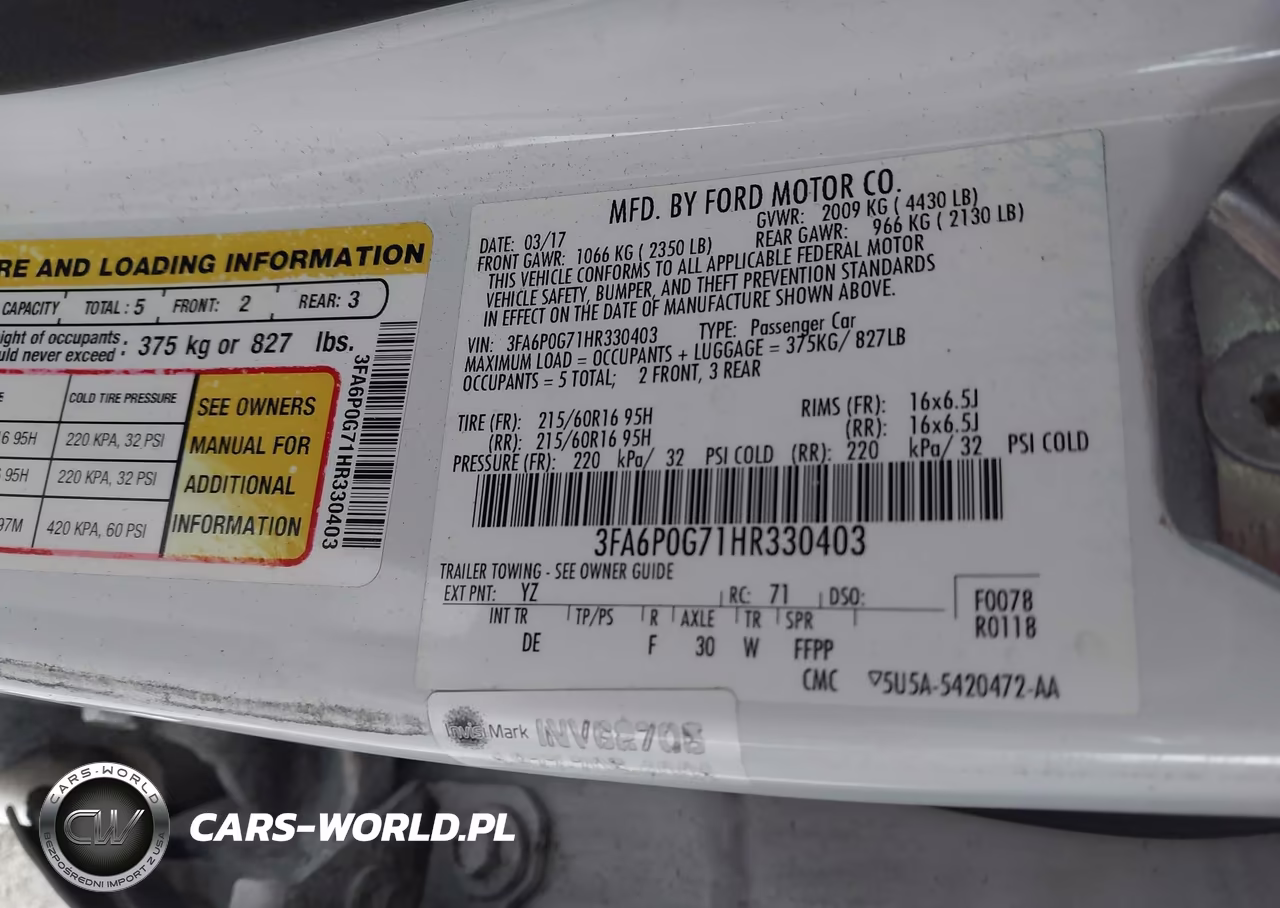 2017 Ford Fusion S VIN:3FA6P0G71HR330403 - 9