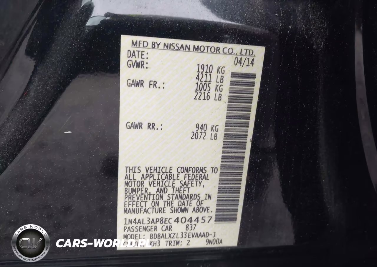 2014 Nissan Altima 2.5 Sl VIN:1N4AL3AP8EC404457 - 9