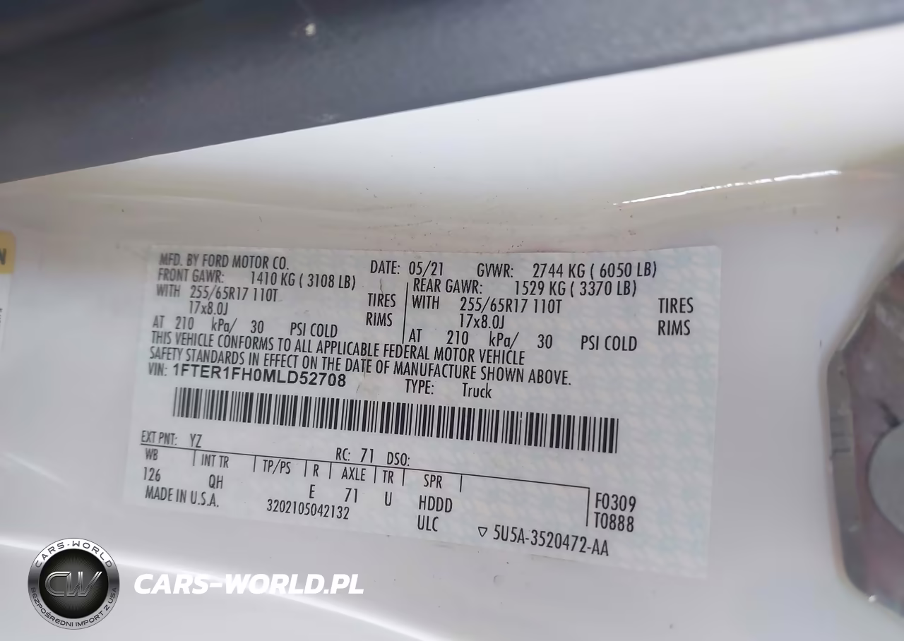2021 Ford Ranger Xl VIN:1FTER1FH0MLD52708 - 9