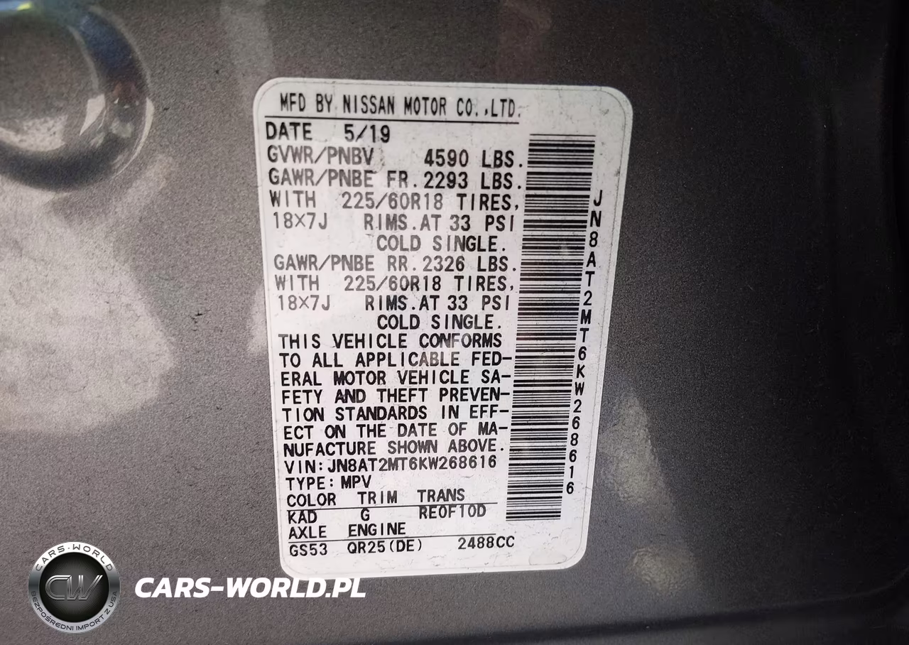 2019 Nissan Rogue Sv VIN:JN8AT2MT6KW268616 - 9