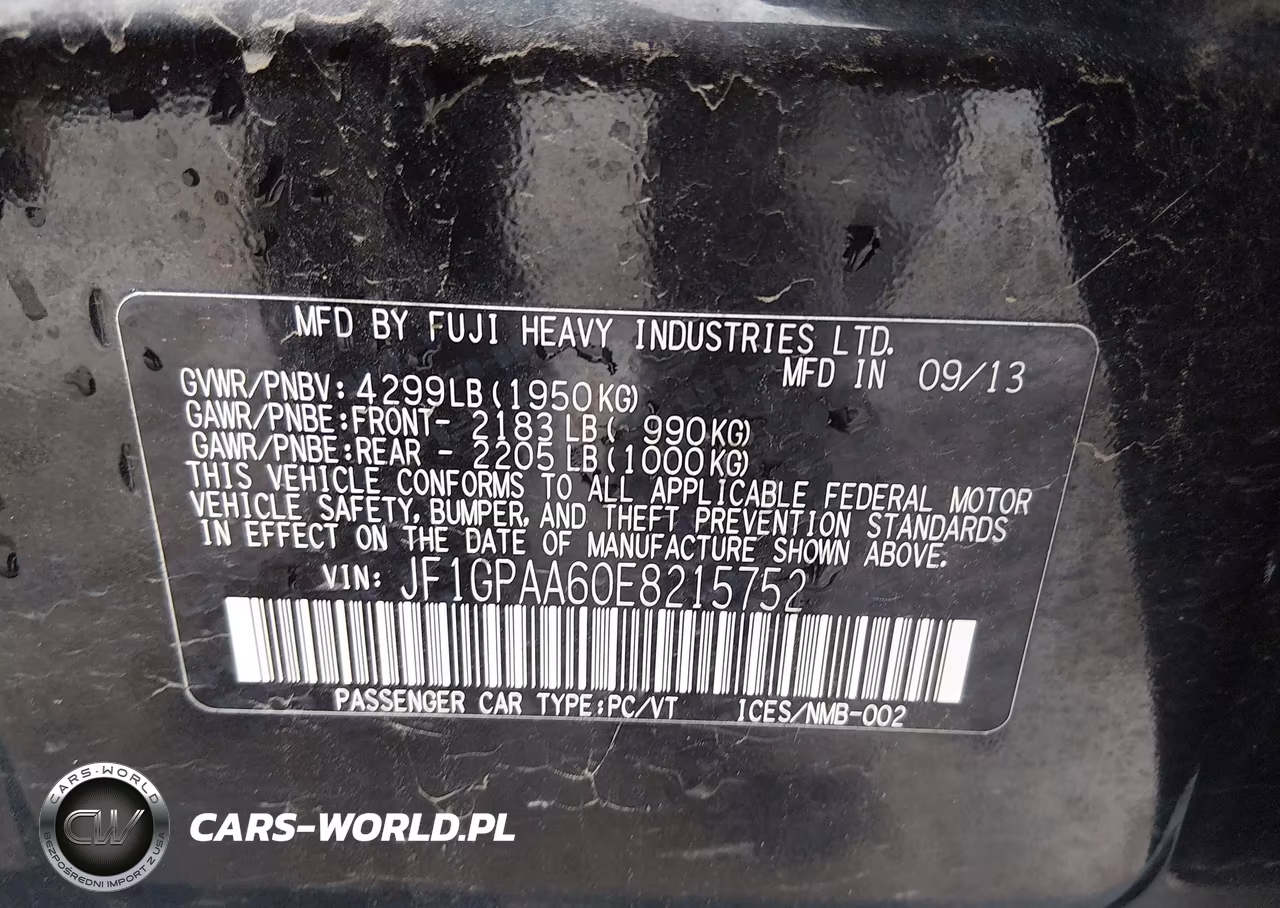 2014 Subaru Impreza 2.0I VIN:JF1GPAA60E8215752 - 9