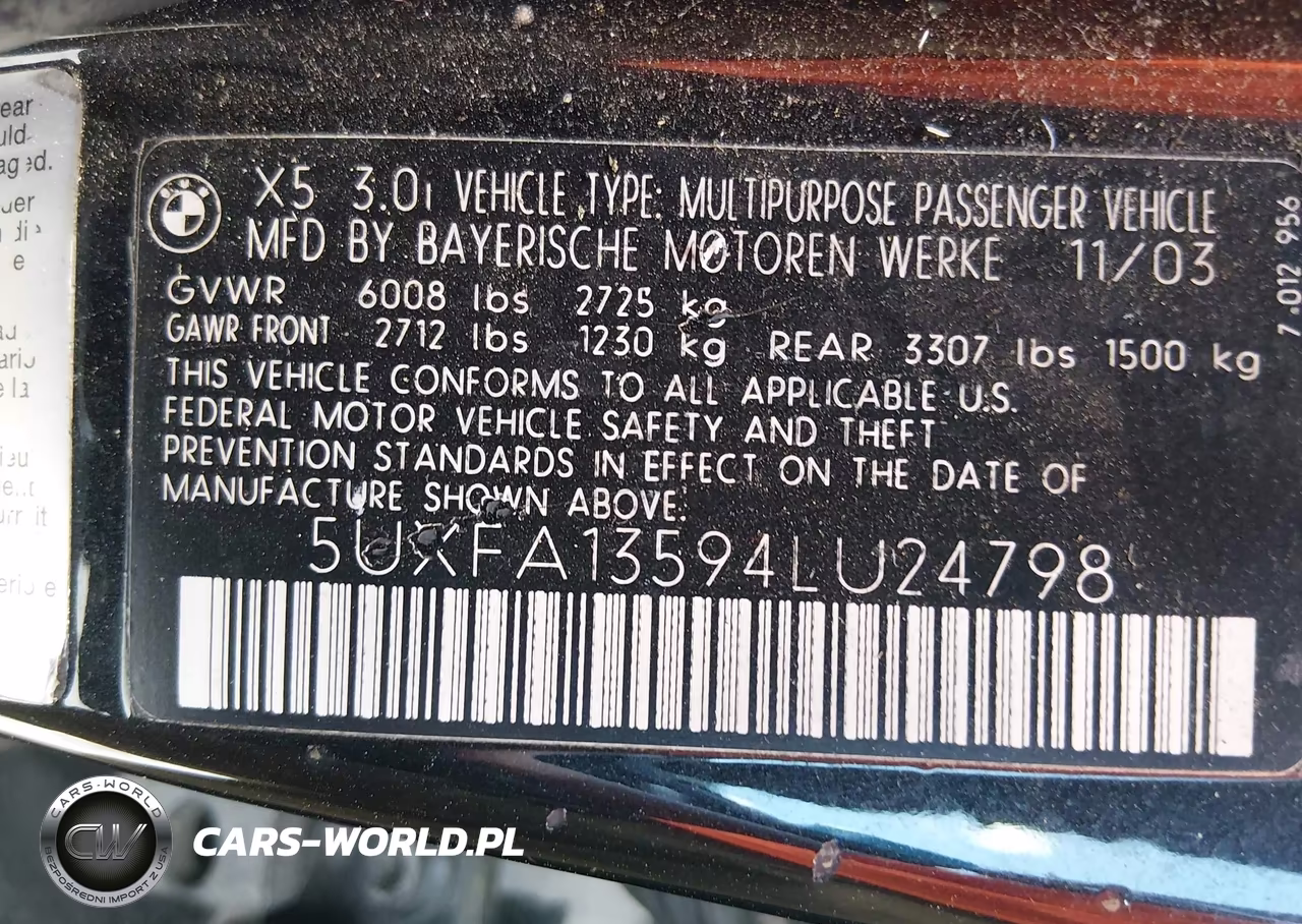 2004 BMW X5 3.0I VIN:5UXFA13594LU24798 - 9